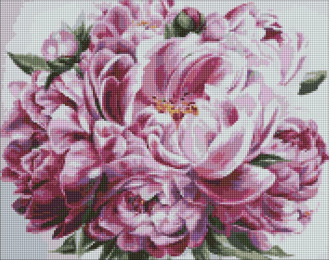 Алмазна мозаїка вишивка 40х50 см Пишність піонів Ідейка, фото 1