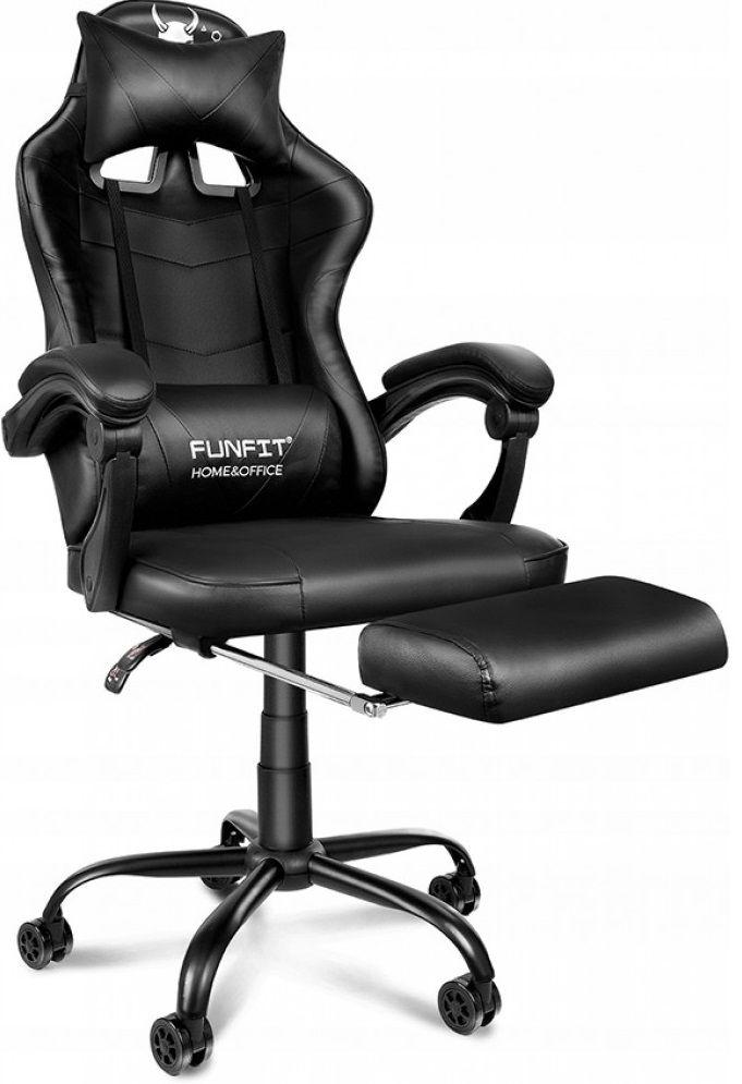 Крісло геймерське FunFit Game ON RX4 чорне ігрове з підставкою для ніг, фото 1