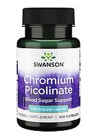 Хром Пиколинат от Swanson (Premium Chromium Picolinate) 200 мкг, 100 капс