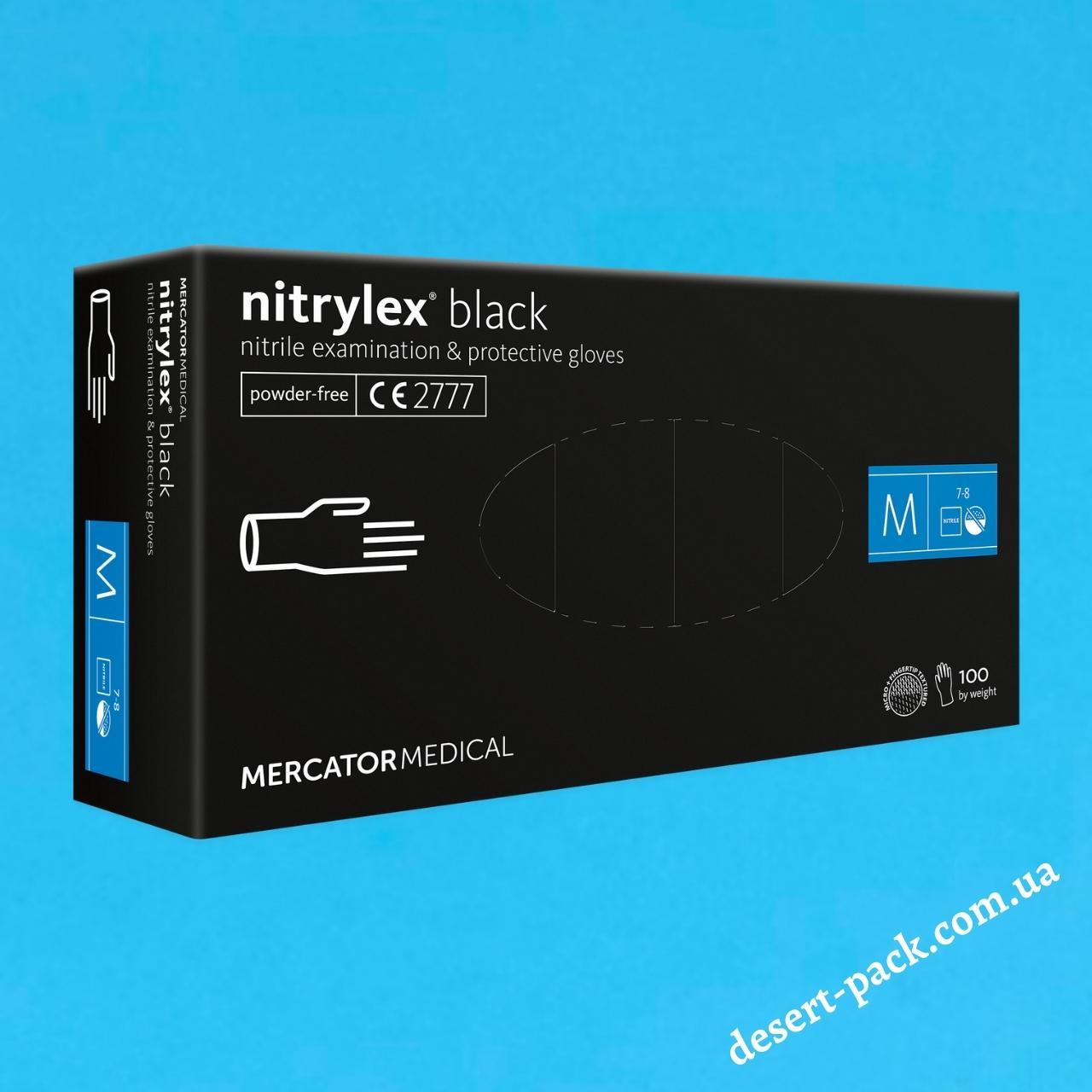 Рукавиці "M" нітрилові |NITRYLEX® BLACK| (100 шт.) проти бактерій, грибків та вірусів