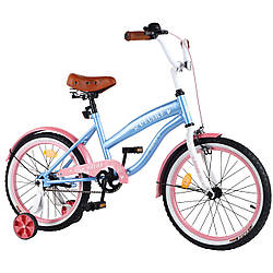 Велосипед 2-х колісний 18" CRUISER T-21837 blue pink (1шт) з ручним гальмом