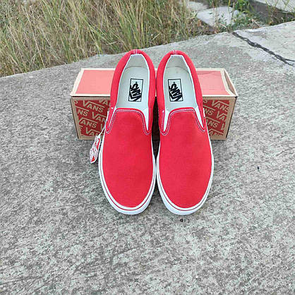 Кеди сліпони Vans Authentic RED МУЖКІ мокасини унісекс КРАСНІ 2023, фото 4