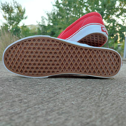 Кеди сліпони Vans Authentic RED МУЖКІ мокасини унісекс КРАСНІ 2023, фото 5