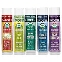 Badger Company, Organic Aromatherapy Travel Kit, 5 Pack, 0.15 oz (4.3 g) Each