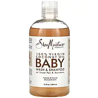 SheaMoisture, 100% Virgin Coconut Oil Baby Wash & Shampoo with Sweet Pea & Murumuru, 13 fl oz (384 m ...