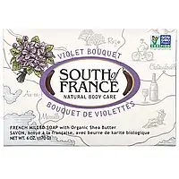 South of France, French Milled Bar Soap with Organic Shea Butter, Violet Bouquet, 6 oz (170 g)