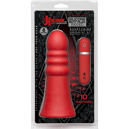 Большая анальная пробка с вибрацией Kink Vibrating Silicone Butt Plug Ridged 8" от Doc Johnson all Оригинал, фото 2