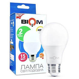 Світлодіодна лампа Biom BT-516 A60 15W E27 4500К матова µ