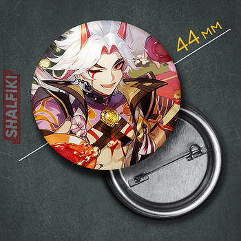 "Аратаки Ітто (Геншин / Genshin)" значок круглий на булавці Ø44 мм