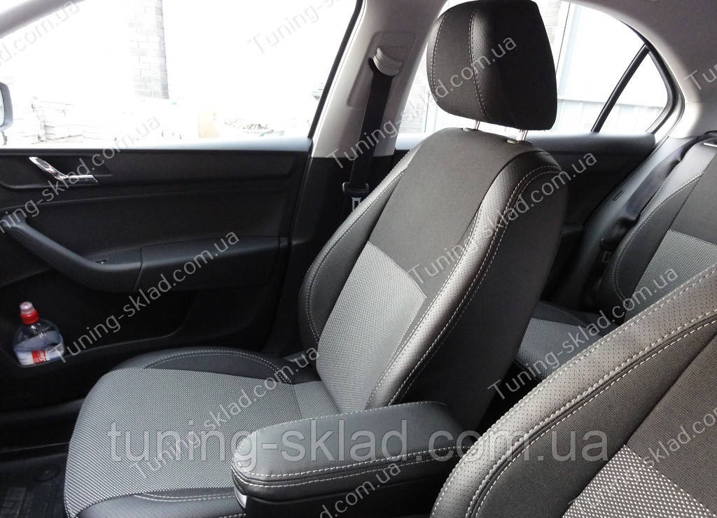Чохли на сидіння Шкода Рапід (чохли з екошкіри Skoda Rapid стиль Premium), фото 1