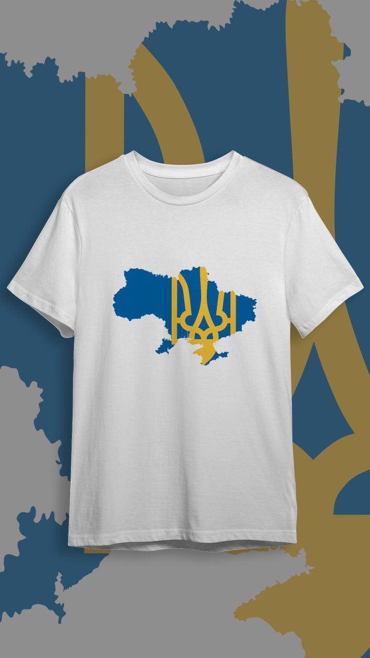 Футболка біла патріотична унісекс Ukraine, фото 1