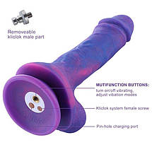 Hismith 8.2" Purple Silicone Dildo with Vibe, фото 5