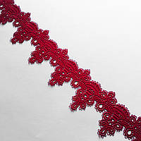 Ажурне мереживо макраме червоного кольору, ширина 5,5 см.
