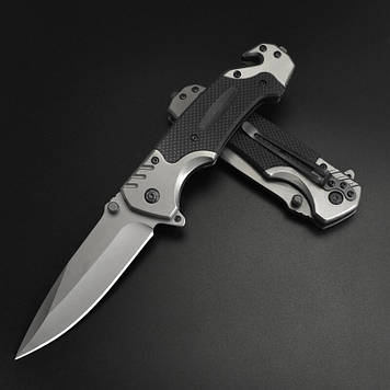 Надійний складаний ніж напівавтомат на 23 см, зручний, гострий кишеньковий зі стропорізом та склобоєм, Gp11