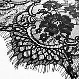 Ажурне французьке мереживо шантильї (з війками) чорного кольору, шир. 75 см, довжина купона 3,0 м., фото 5