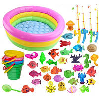 Дитячий тематичний ігровий набір для риболовлі 42 предмети з басейном ігрова риболовля для дітей від 2 років