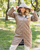 Стеганая демисезонная Куртка пальто Ткань плащевка Лаке размеры 48-50,52-54,56-58,60-62