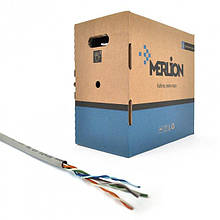 Кабель MERLION КПВ-ВП 4*2*0,50 (UTP-cat.5E), CU, ПВХ оболонка, для внутр. робіт, 305м.