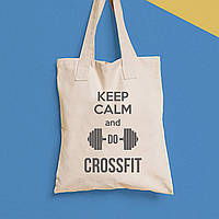 Эко-сумка, шоппер, повседневная с принтом "Keep calm and do crossfit" Push IT