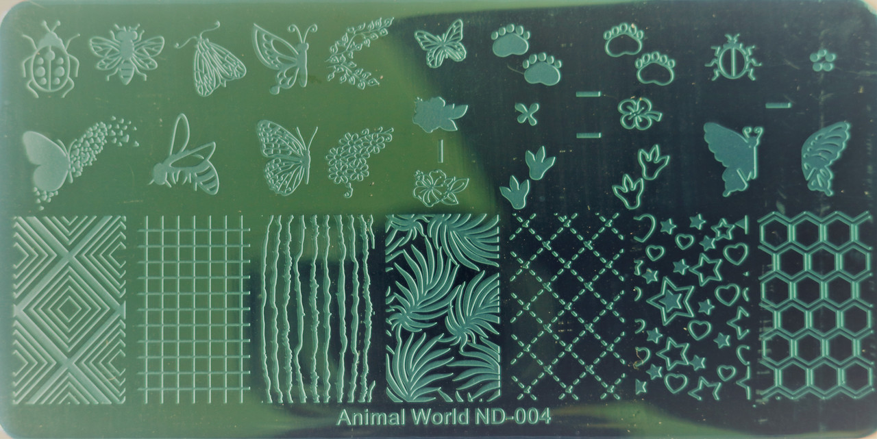 Пластина для стемпінгу дизайн на нігтях ND-Animal World-004 6х12