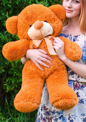 Карамельний плюшевий ведмедик 80 см — красива м'яка іграшка, Пухнастий ведмідь на подарунок коханій дівчині