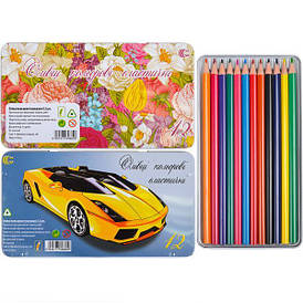 Олівці кольорові 12 кольорів у металевому пеналі Колор