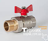 Кран кульовий з американкою 3/4" ЗВ червоний метелик RS-K Італія, фото 4