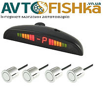 Парктронік 4 датчика 18,5 мм Silver SK-4W black LED дисплей-шкала/звуковий сигнал/черний