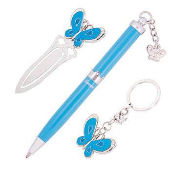 Ручки в наборі Langres Fly 1шт + брелок і закладка для книг, LS синій.132001-02