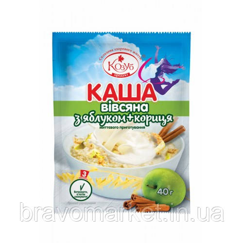 Каша вівсяна з яблуком + кориця миттєвого приготування 40гр ТМ Козуб, фото 1