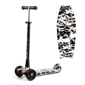 Самокат триколісний дитячий (d-13см, кермо 75.5-87см, ножне гальмо) Best Scooter MAXI S - 10533 Чорний