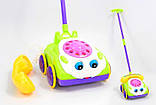 Дитяча іграшка каталка на палиці Телефон-машинка з дзвінком - рухаються деталі-видео огляд, фото 9