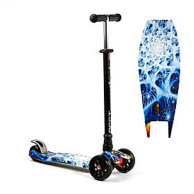 Самокат триколісний дитячий (d-13см, кермо 75.5-87см, ножне гальмо) MAXI Best Scooter S-11102 Чорно-синій