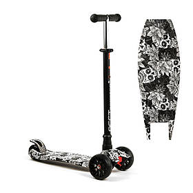 Самокат триколісний дитячий (d-13см, кермо 75.5-87см, ножне гальмо) MAXI Best Scooter S - 12208 Чорний
