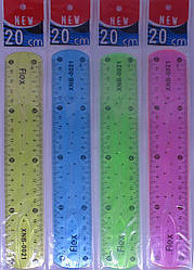 Лінійка-неломайка 20см "FLEX" прозора кольорова, в пакованні 48шт
