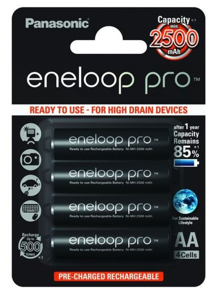 Акумулятори Panasonic Eneloop Pro AA 2600 mAh, BK-3HCC, 500 циклів (паковання: блістер)