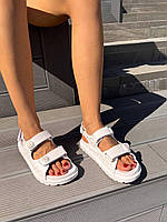 Босоножки на лето Chanel для девушек на каждый день. Женские сандалии белого цвета Шанель. 37
