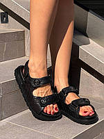 Босоножки на лето Chanel для девушек на каждый день. Женские сандалии черного цвета Шанель. 39