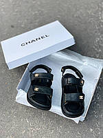 Босоножки на лето CHANEL DAD SANDALS BLACK для девушки . Женские сандалии черного цвета Шанель.