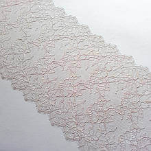 Ажурне французьке мереживо шантильї (з війками) блідо-рожевого кольору, шир. 24 см, довжина купона 3.0м.