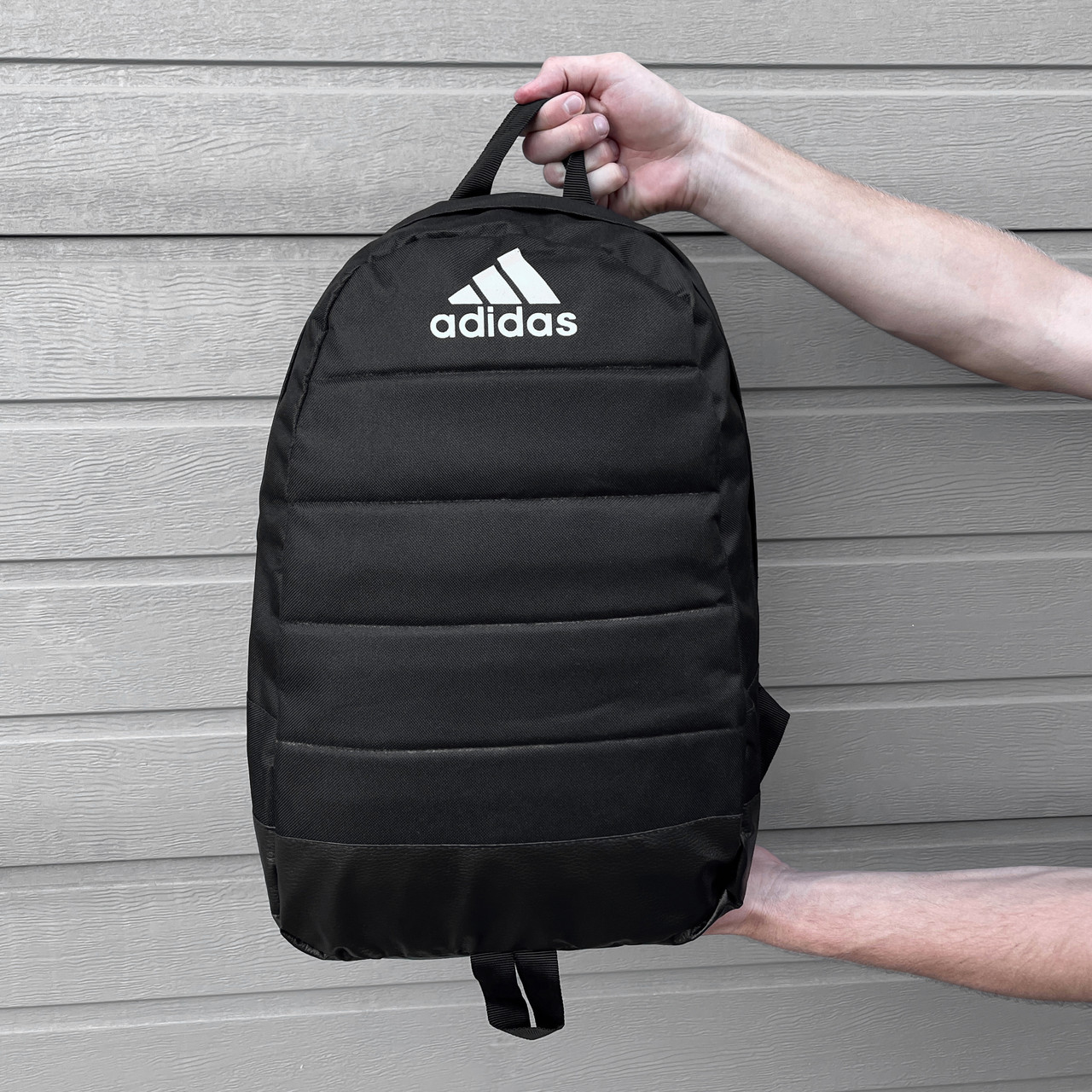 Чоловічий рюкзак чорний МАТРАЦ ADIDAS з лого з тканини