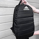 Чоловічий рюкзак чорний МАТРАЦ ADIDAS з лого з тканини, фото 5