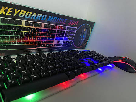 Клавіатура Російська + Мишка KEYBOARD KT-288, комплект клавіатура та мишка з підсвіткою, фото 1