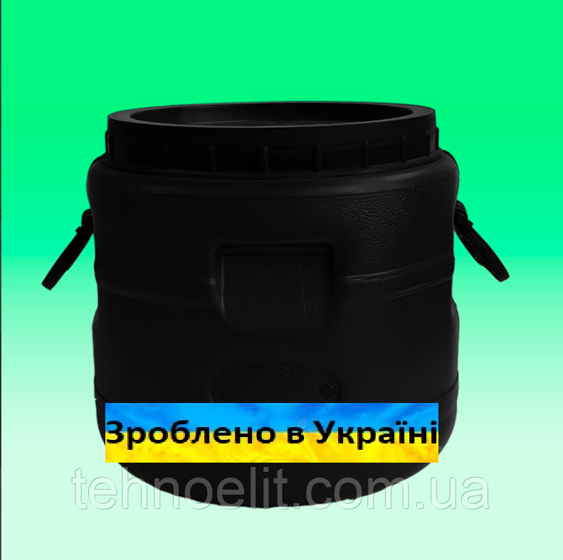 Бочка пластикова  технічна чорна бідон 20л широка горловина