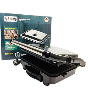 Притискний контактний електричний настільний гриль з індикатором нагрівання Rainberg RB-5412 2800W, фото 1