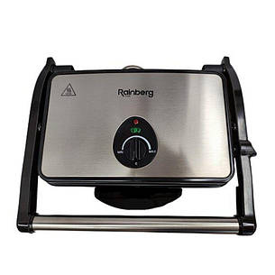 Притискний контактний електричний настільний гриль з індикатором нагрівання Rainberg RB-5412 2800W, фото 2