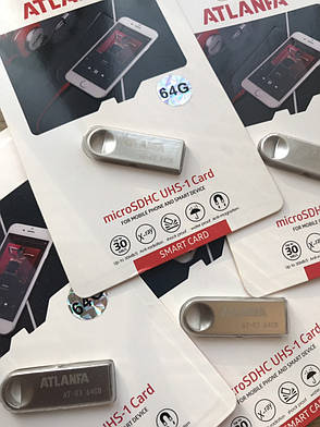 Мініфлешка з отвором для ключів 2.0 64Gb ATLANFA AT-U3 Silver, фото 1