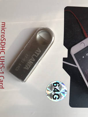 Мініфлешка з отвором для ключів 2.0 64Gb ATLANFA AT-U3 Silver, фото 3