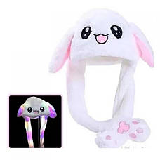 Світна шапка з рухомими вушками Пікачу Pikachu toys soft toys with led БІЛА, фото 3