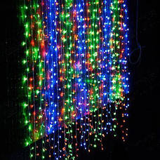 Гірлянда водоспад штора прозорий дріт 2х2м 320 LED RGB Мультиколор (синьо-зелено-червоний), фото 6